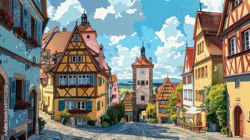 Illustration of Rothenburg ob der Tauber, Germany