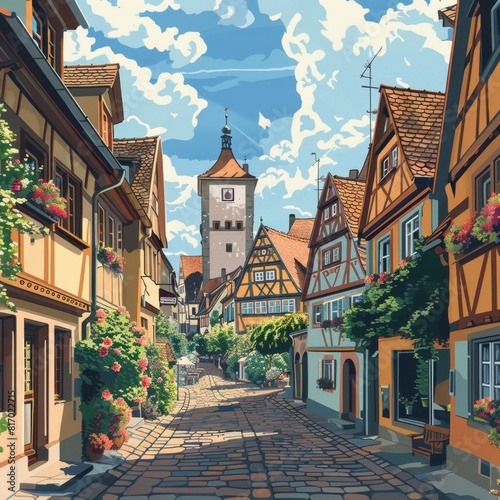 Illustration of Rothenburg ob der Tauber, Germany

 photo