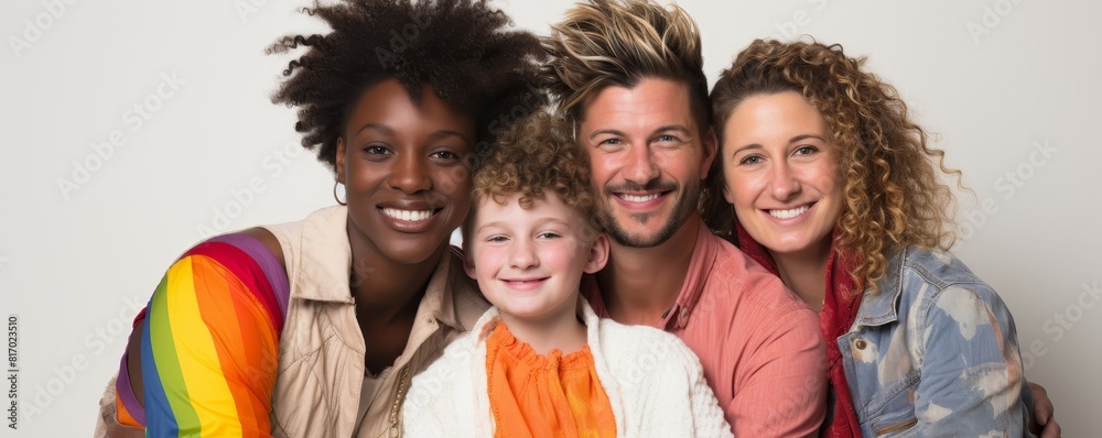 Happy family with a child and a rainbow flag Happy family with a child and a rainbow flag