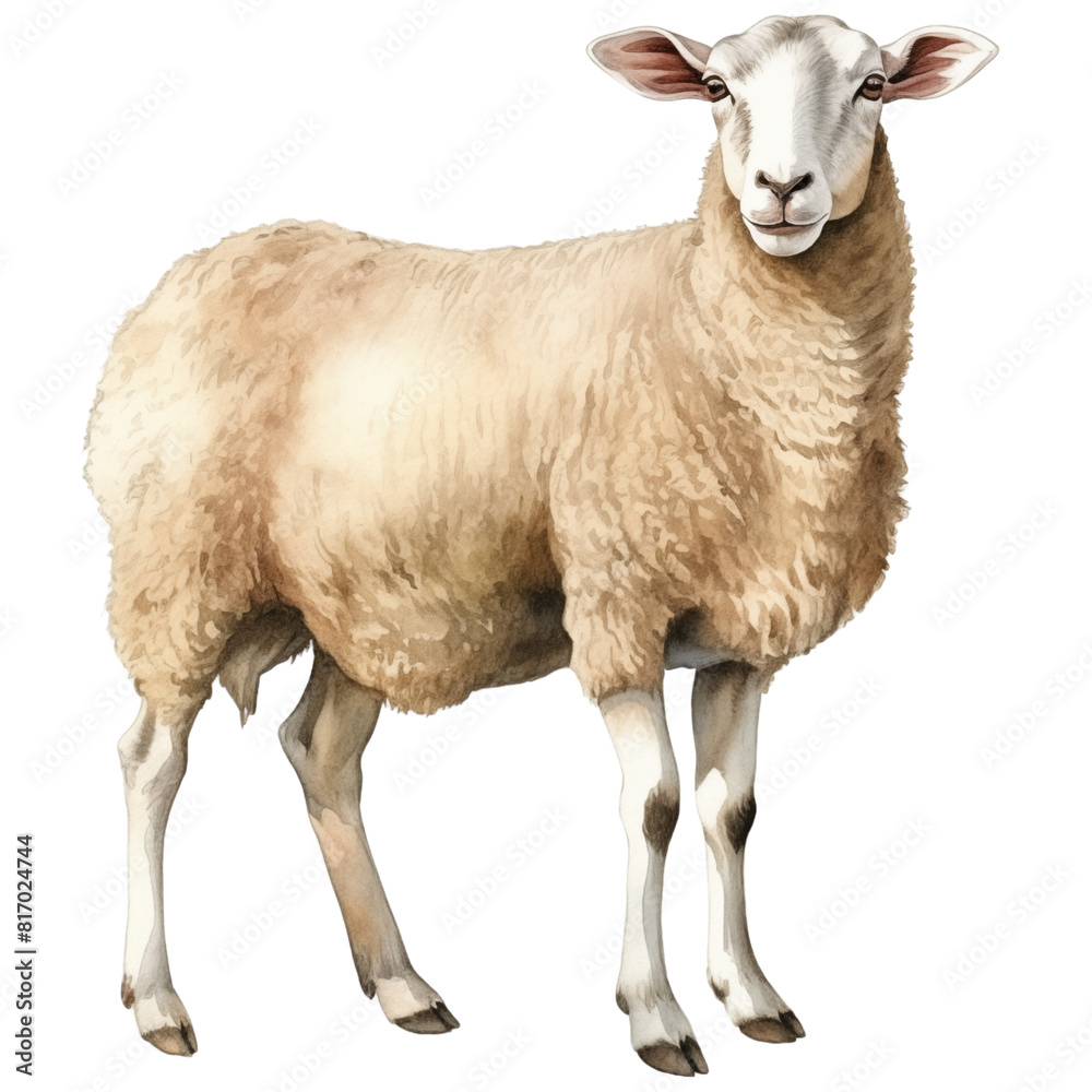 Watercolor of Sheep isolated on white background Watercolor of Sheep isolated on white background