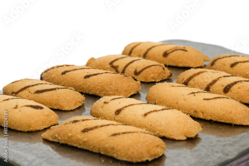 Kue lidah kucing or cat's tongue cookies. traditional cookies for eid holiday in indonesia. kue lebaran.