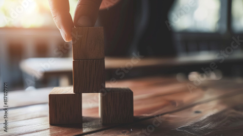 concept of business growth with wooden cubes