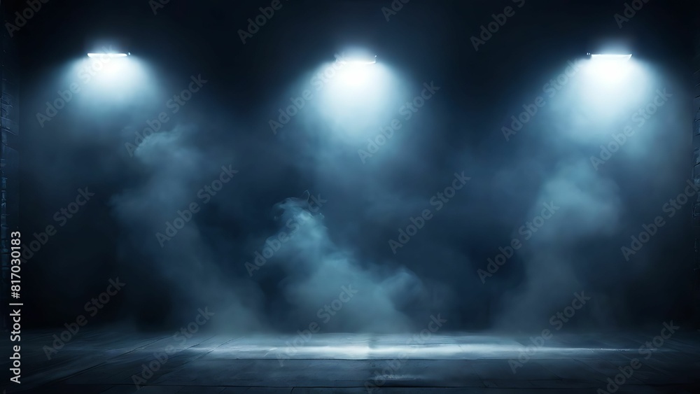 Fototapeta premium Dark blue room with spotlights