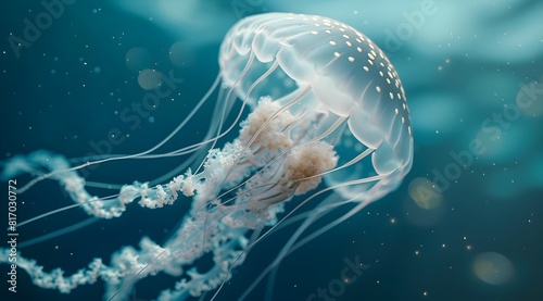 Ethereal Jellyfish Drifting in the Tranquil Underwater World