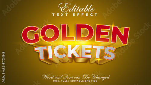 Editable text golden tickets in gold colours