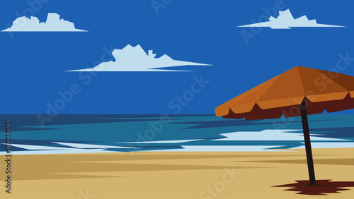Summer Tropical Beach Nature Flat Vector Illustration