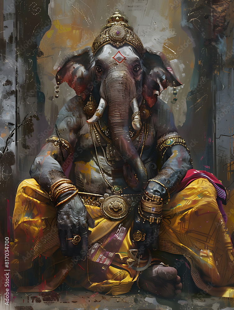 Ganesh wall art, The god of abundance is revered by the people, resulting in wealth and happiness Ganesh wall art, The god of abundance is revered by the people, resulting in wealth and happiness