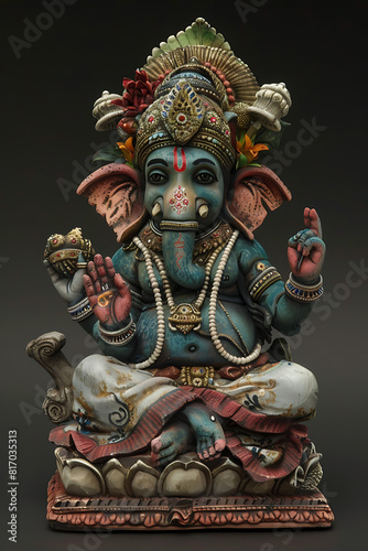 Ganesh wall art, The god of abundance is revered by the people, resulting in wealth and happiness © DrPhatPhaw