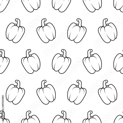 Cute Black and White Paprika Cartoon Seamless Pattern Background