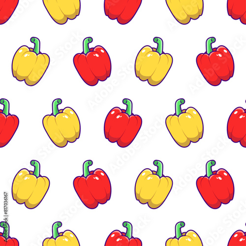 Cute Colorfull Paprika Cartoon Seamless Pattern Background