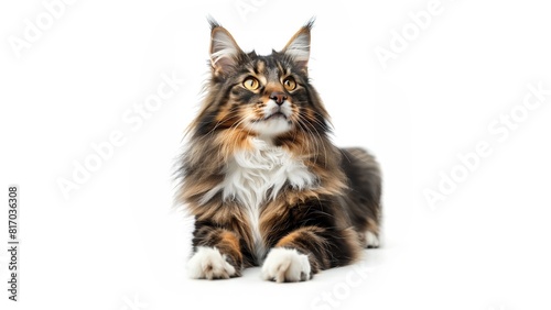 Maine Coon - Norwegian Forest Cat isolated white background