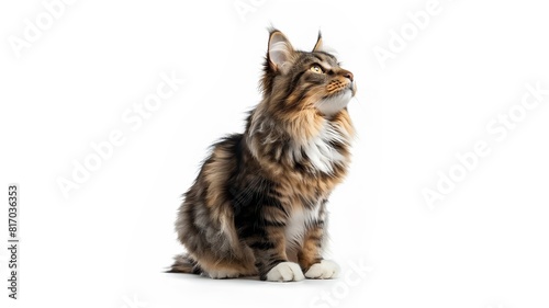 Maine Coon - Norwegian Forest Cat isolated white background