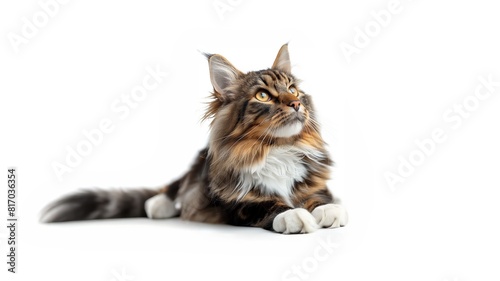 Maine Coon - Norwegian Forest Cat isolated white background