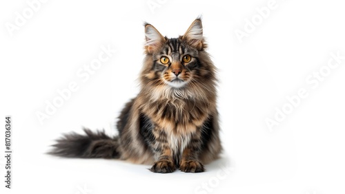 Maine Coon - Norwegian Forest Cat isolated white background