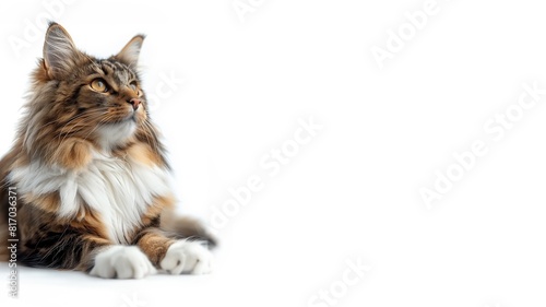 Maine Coon - Norwegian Forest Cat isolated white background