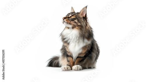 Maine Coon - Norwegian Forest Cat isolated white background