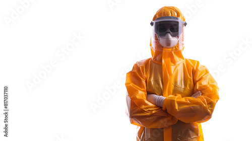 Individual wearing protective clothing to prevent sunburn isolated on white background, studio photography, png
 photo