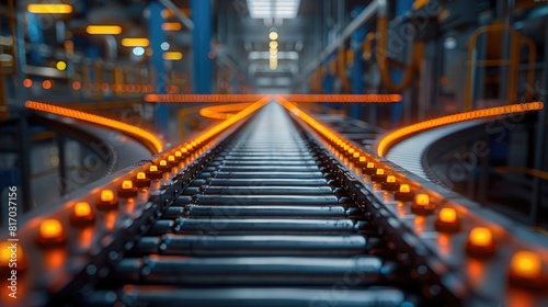 Modern Factory Efficiency  Industrial Conveyor Belt System Streamlining Goods Transportation