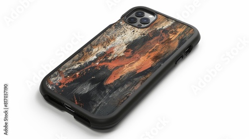 3d modelShow a smartphone case featuring a printed photograph or artwork, allowing users to customize their device with personal memories or artistic imagery.isolated on white background photo