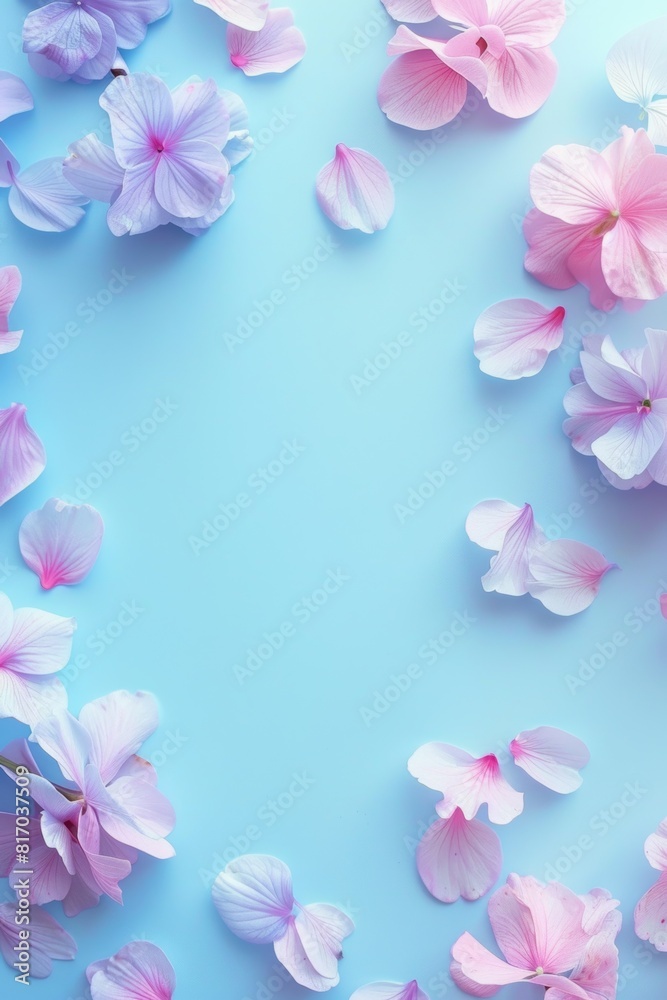 Pastel Petals On Light Blue Background