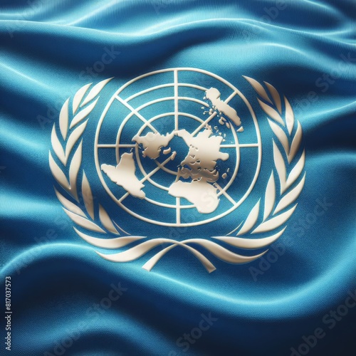 United Nations flag background, realistic, ripples 