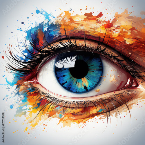 Watercolor Eye Art Illustration  Generative Ai