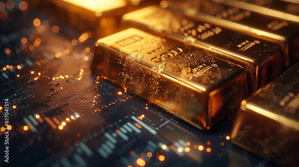 A gold card and gold bars on a table with chocolates and gifts A gold card and gold bars on a table with chocolates and gifts