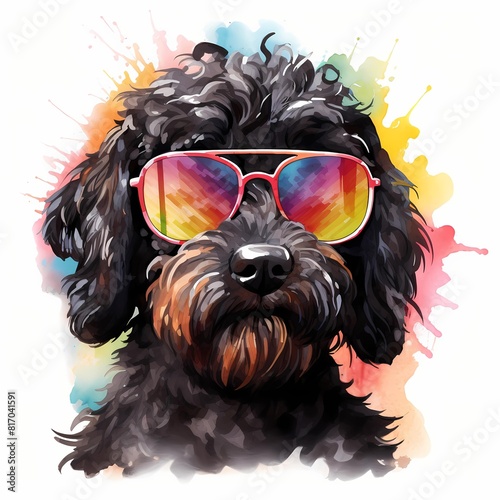 Portuguese Dog. Cool Dog. Watercolor illustration. Generative AI. Detailed illustration. photo