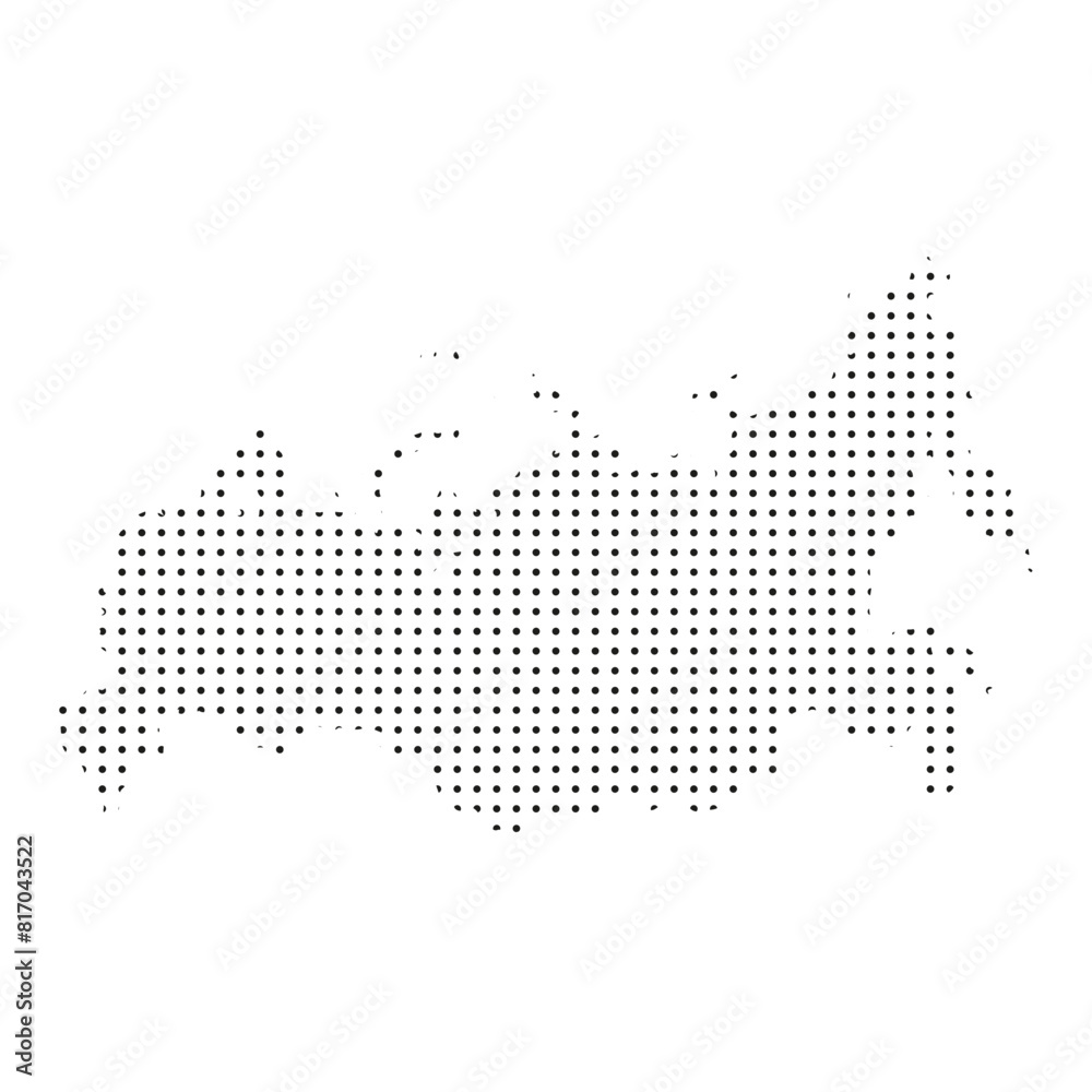 Black and white dot map of Russia