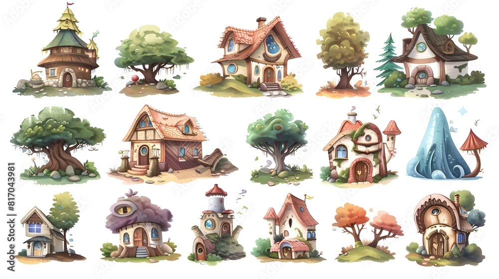 Enchanting Fairytale Dwellings in a Whimsical Woodland Landscape Enchanting Fairytale Dwellings in a Whimsical Woodland Landscape