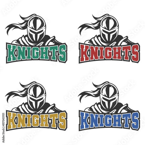 Knights, Illustration Clip Art Design Shape. Mascot Silhouette Icon Vector.Artwork