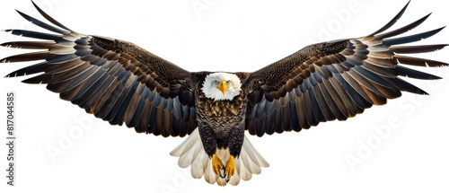 A large eagle is flying in the air with its wings spread wide