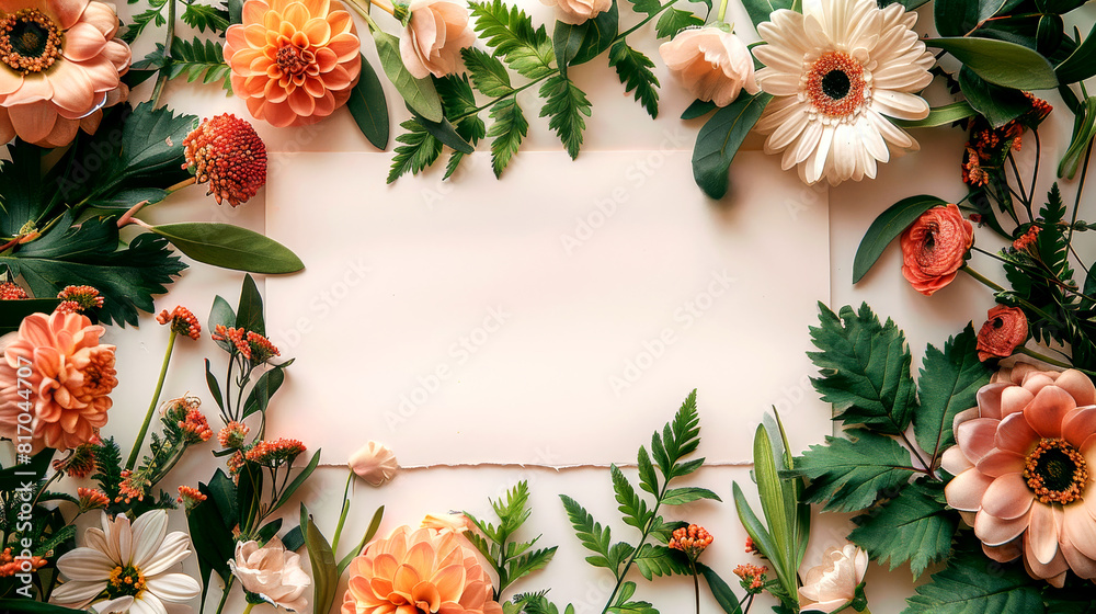 Fancy floral design for invitation card mockup. Blank copy space. Fancy floral design for invitation card mockup. Blank copy space.