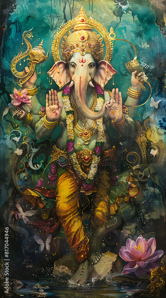 Ganesh wall art, The god of abundance is revered by the people, resulting in wealth and happiness