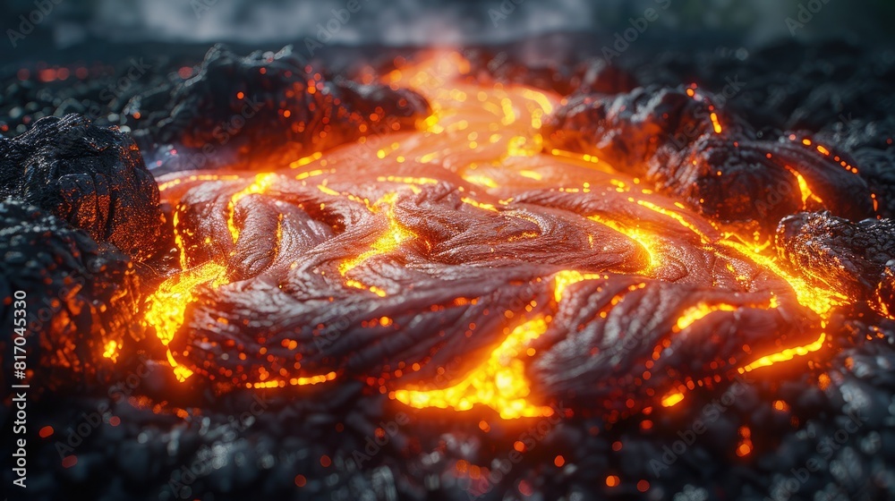 Lava flow. Molten rock from a volcano. Glowing hot. Molten orange. The power of nature. Lava flow. Molten rock from a volcano. Glowing hot. Molten orange. The power of nature.