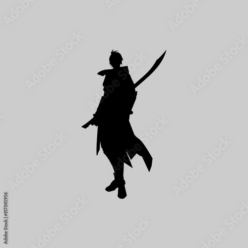 Vector graphic of an icon illustration of an armed knight holding a sword
