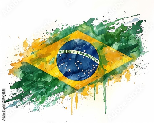 Brazilian watercolor flag. photo