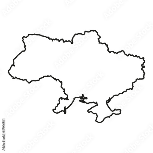 Outline solid map of Ukraine in black