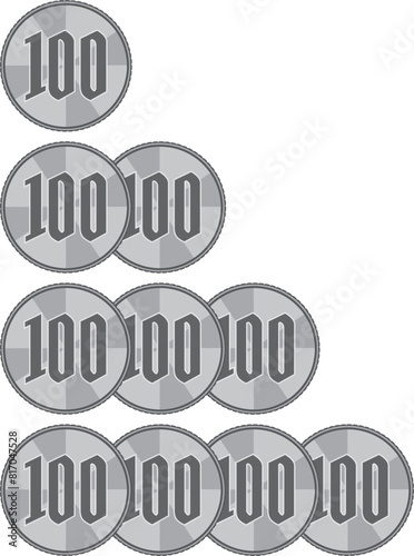 100円玉たくさん