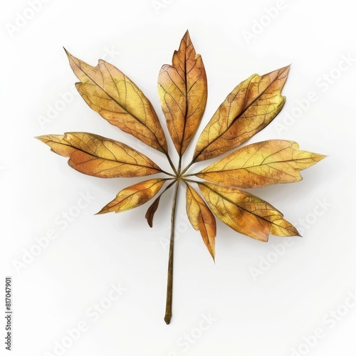 A brown leaf isolated on a clean white background photo