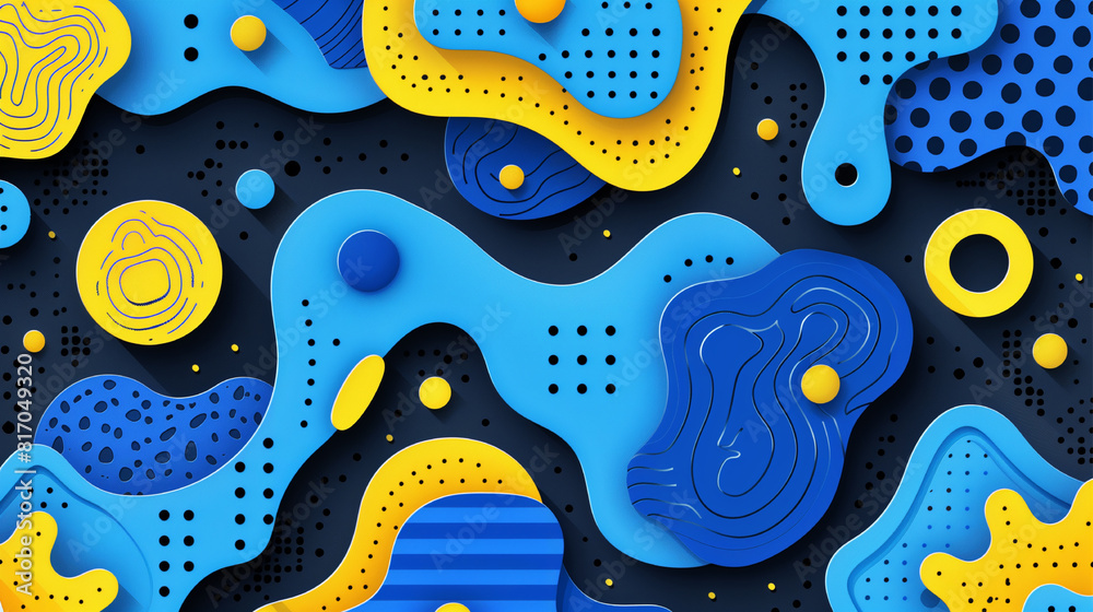 Fototapeta premium A colorful background with many small, colorful spheres. The spheres are scattered throughout the image, with some closer to the foreground and others further back. Scene is vibrant and playful