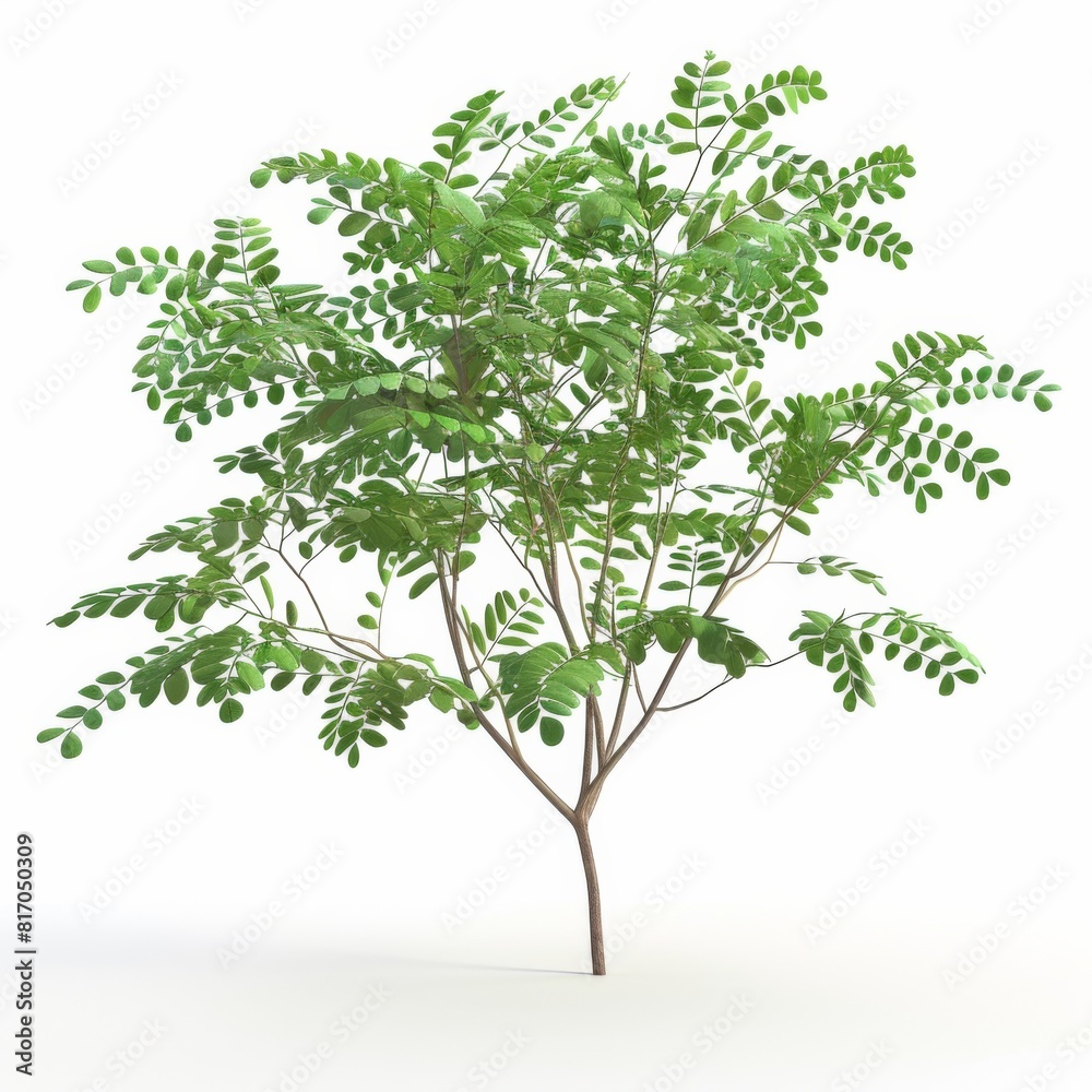 A tree with green leaves isolated on a white background A tree with green leaves isolated on a white background