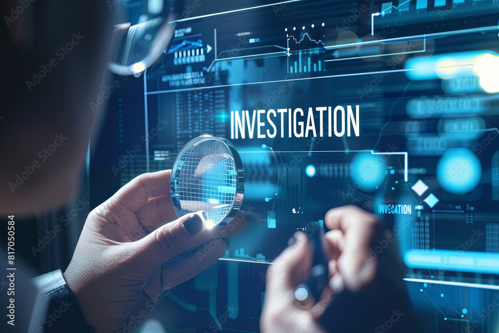 Investigation inspection audit business concept on virtual screen, with writing Investigation inspection audit business concept on virtual screen, with writing