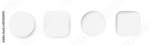 Neumorphism buttons design. Elements over transparent background