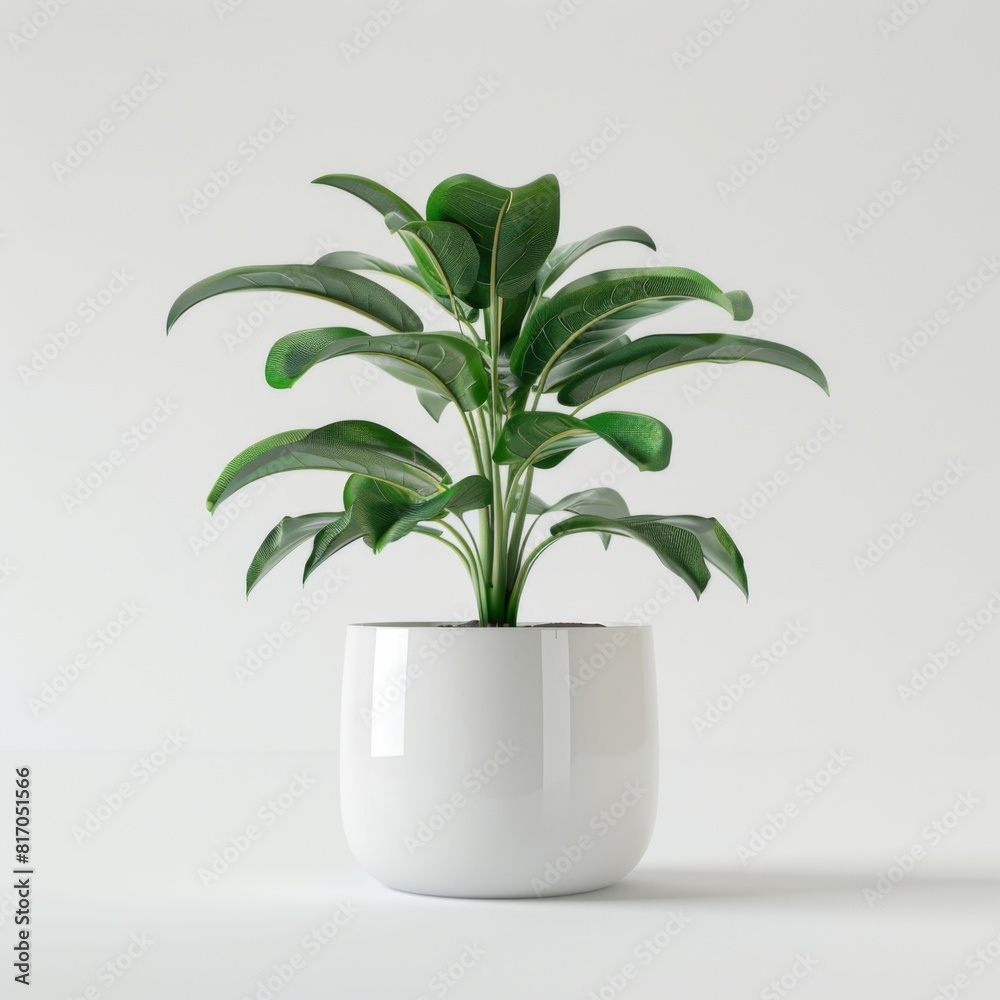 A plant in a white pot, isolated on a white background A plant in a white pot, isolated on a white background