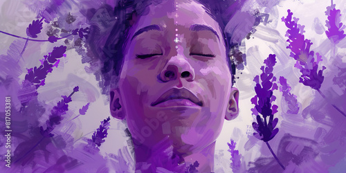 Lavender  A meditator finds peace amidst chaos  their breath steady and focused