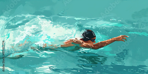 Aqua  A swimmer glides effortlessly through water  their body moving as one with the current