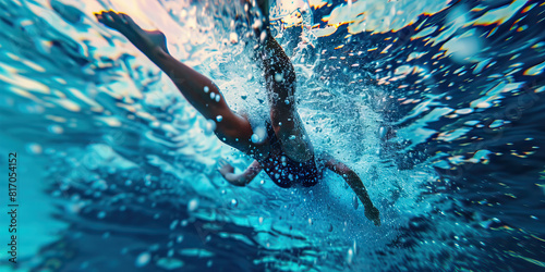 Aqua: A swimmer glides effortlessly through water, their body moving as one with the current