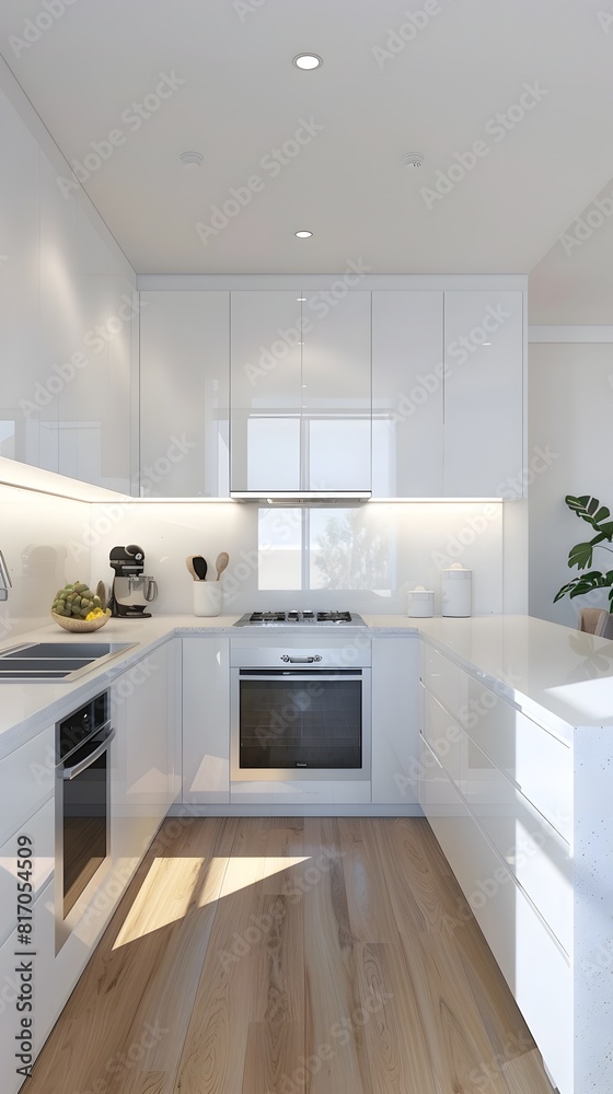 Stylish D of a Crisp White Kitchen Radiating JapaneseInfluenced Minimalism Stylish D of a Crisp White Kitchen Radiating JapaneseInfluenced Minimalism