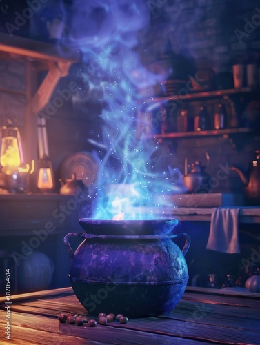 Cauldron flat design front view potion brewing workshop theme 
